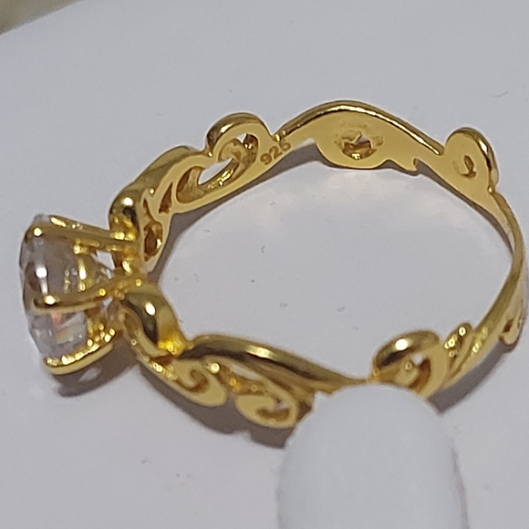 925 Sterling Silver Swirl Ring, Plated with 1 Micr - Picture 9 of 11